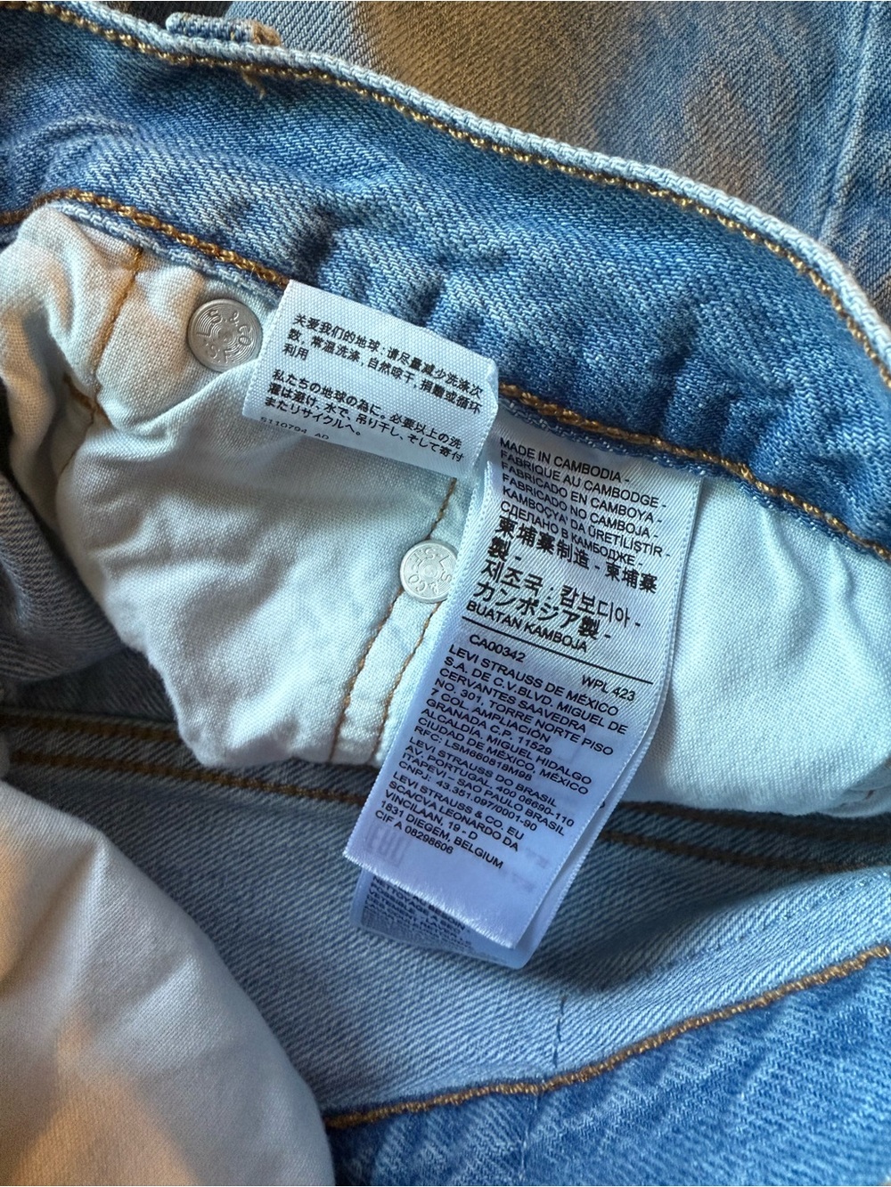 Levi's Light Blue Distressed Denim Cutoff Shorts - Picture 3 of 3